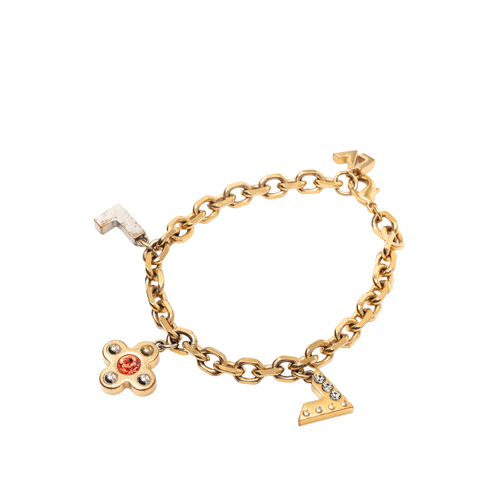 Pre-Loved Louis Vuitton Gold Plated Brass and Strass Love Letters Charm Bracelet - Picture 2 of 9